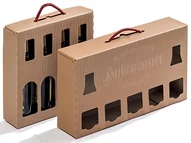 Hochwertige Trageverpackung aus Wellpappe für Flaschen Hochwertige Trageverpackung aus Wellpappe für Flaschen