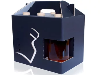 Stylish 6-pack carrier for spirits made of corrugated cardboard Stylish 6-pack carrier for spirits made of corrugated cardboard