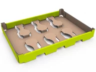 Tray mit Becherfixierung aus Wellpappe Tray mit Becherfixierung aus Wellpappe
