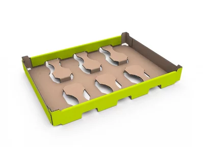Tray mit Becherfixierung aus Wellpappe Tray mit Becherfixierung aus Wellpappe