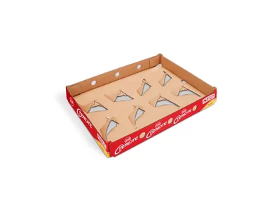 Automatengängiges Tray für Rundbecher aus Wellpappe Automatengängiges Tray für Rundbecher aus Wellpappe