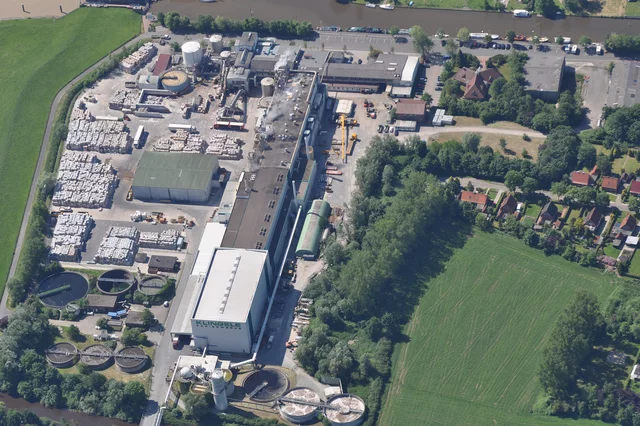 Weener paper mill photographed from a bird's eye view Weener paper mill photographed from a bird's eye view