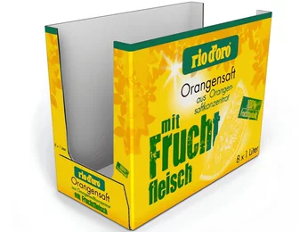 Stanzverpackung für den Transport und Verkauf von Tetra Packs und anderen Getränkebehältern Stanzverpackung für den Transport und Verkauf von Tetra Packs und anderen Getränkebehältern
