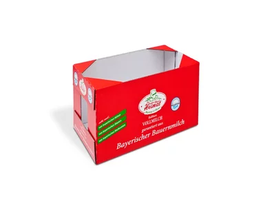 Wrap-around Verpackung aus Wellpappe für Molkereiprodukte - Heimat Vollmilch