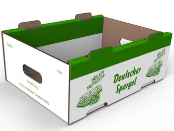Die-cut packaging for fruit and vegetables - asparagus crate 246 mm Die-cut packaging for fruit and vegetables - asparagus crate 246 mm