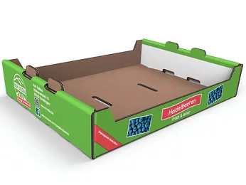 Die-cut packaging for fruit made of corrugated board - Heidelbeerschalen Hof Soltau Die-cut packaging for fruit made of corrugated board - Heidelbeerschalen Hof Soltau