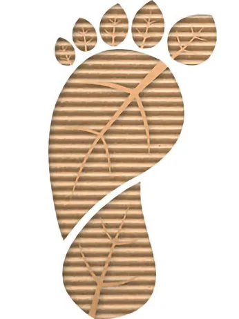 a cardboard footprint with leaf motifs a cardboard footprint with leaf motifs