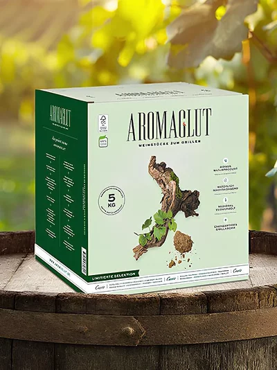 Aromaglut Verpackung in grüner Umgebung 