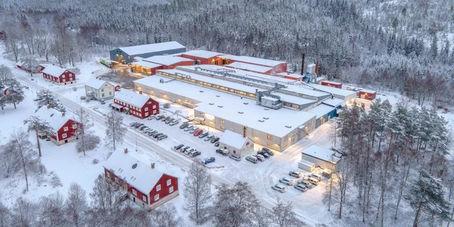 Bäckefors drone image in winter Bäckefors drone image in winter