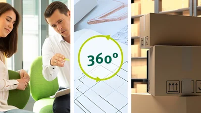 Personen, die sich beraten und Verpackungen Personen, die sich beraten und Verpackungen