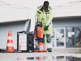 Instagrid is used on a construction site Instagrid is used on a construction site