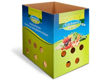 Edeka semi-corrugated crate for fruit and vegetables - with ventilation Edeka semi-corrugated crate for fruit and vegetables - with ventilation