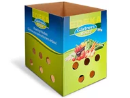 Halbwellkiste Edeka für Obst- und Gemüse - mit Belüftung Halbwellkiste Edeka für Obst- und Gemüse - mit Belüftung