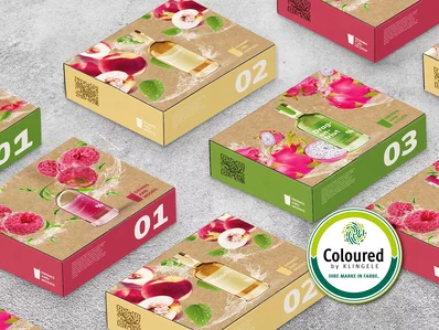 Coloured by Klingele. Bedruckung von Verpackungen im Digitaldruck-Verfahren. Coloured by Klingele. Bedruckung von Verpackungen im Digitaldruck-Verfahren.